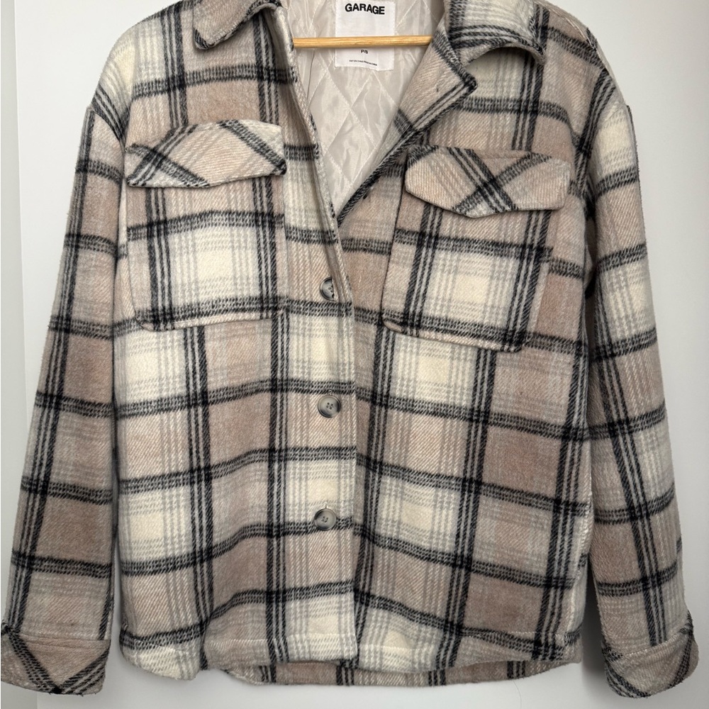 Garage Women's Plaid Utility Jacket - Cream and Black
